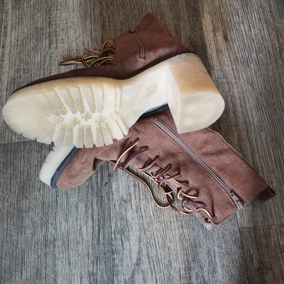 Free People Dylan Lace Up Suede Platfrom Heeled Boot Size 40 or 9 - Picture 3 of 7